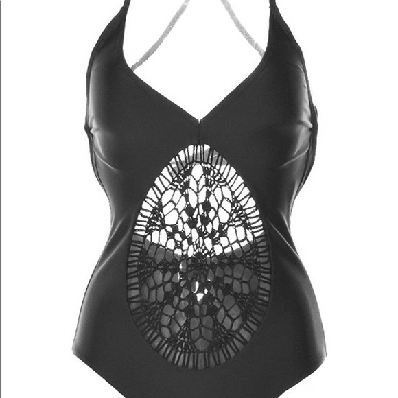 BLACK CROCHET SWIMSUIT - Monokini Cupshe - Picture 2 of 8